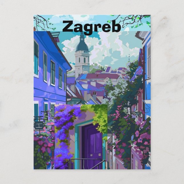 Carte Postale Affiche de voyage Zagreb Croatie Impression numéri (Devant)