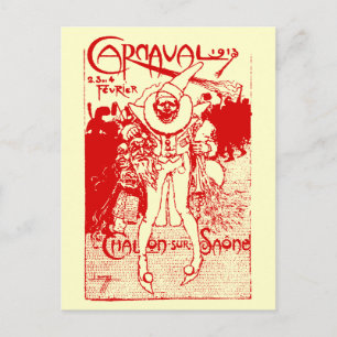 Carte Postale Affiche du Carnaval de France 1913, rouge