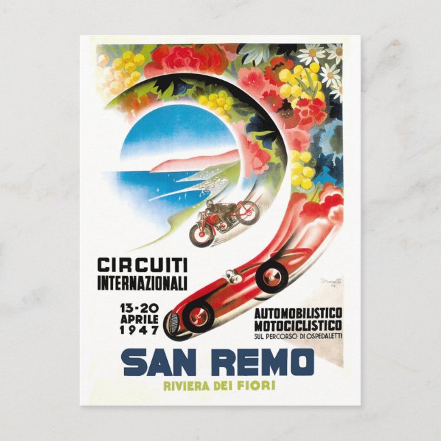 Carte Postale Affiche du Grand Prix de San Remo 1947 (Devant)