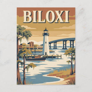 Carte Postale Affiche du phare de Biloxi Mississippi Gulf Coast