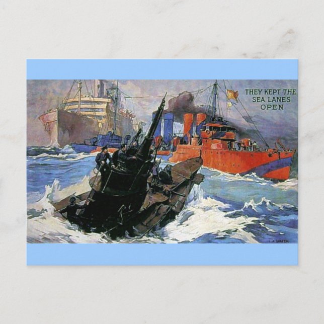 Carte Postale Affiche du sous-marin War Sea Ship (Devant)