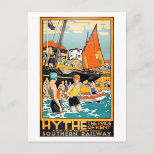 Carte Postale Affiche ferroviaire vintage Hythe