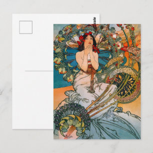 Carte Postale Affiche florale de femme Art nouveau vintage de Mu