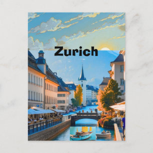 Carte Postale Affiche imprimable de voyage à Zurich - Voyage en