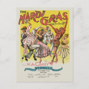 Carte Postale Affiche jaune antique Mardi Gras