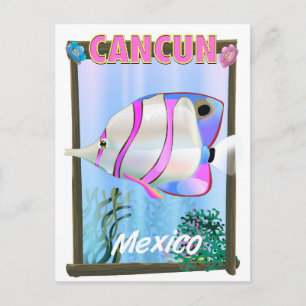 Carte Postale Affiche mexicaine de voyage tropical de Cancun