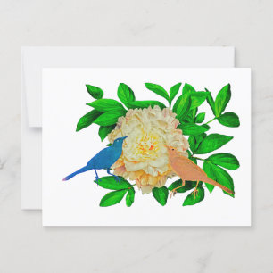 Carte Postale Affiche Oiseaux et fleurs