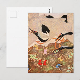 Carte Postale Affiche Oiseaux Géants Art Nouveau de l'Âge d'Or