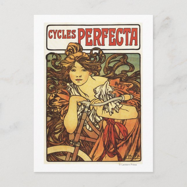 Carte Postale Affiche publicitaire de vélos Perfecta avec femme (Devant)