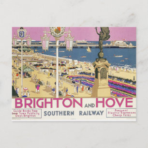 Carte Postale Affiche publicitaire du train vintage Brighton et 