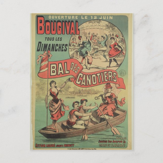 Carte Postale Affiche publicitaire 'Le Bal des Canotiers' (Devant)