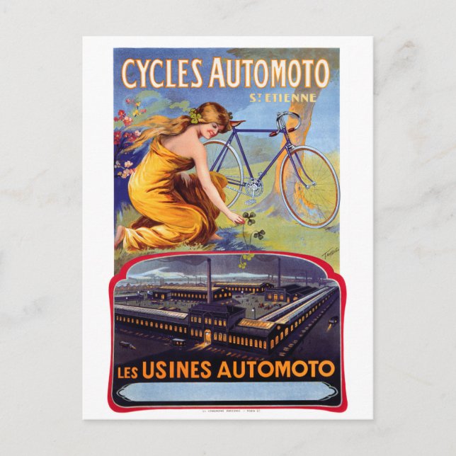 Carte Postale Affiche publicitaire Vintage Automoto Cycles 1914 (Devant)
