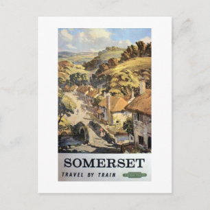 Carte Postale Affiche publicitaire vintage Somerset en train Roy