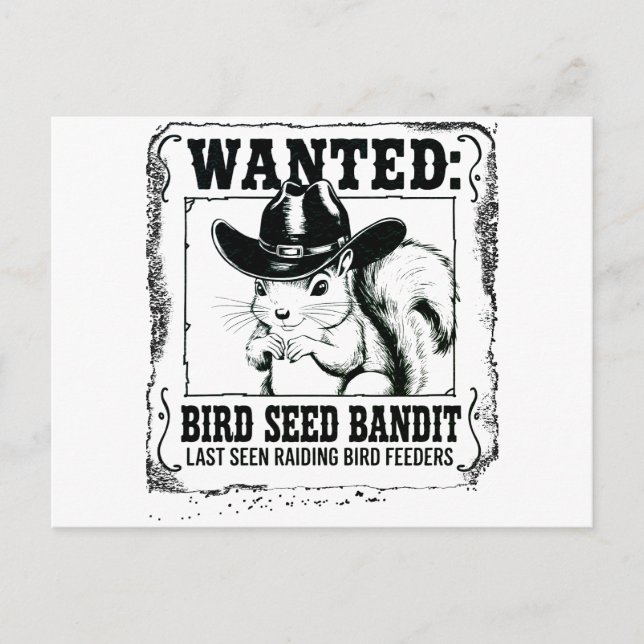 Carte Postale Affiche recherchée pour écureuil drôle | Bandit de (Devant)