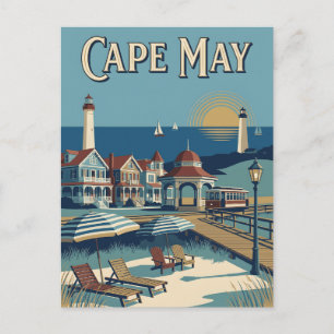 Carte Postale Affiche Rétro de Cape May New Jersey de style vict