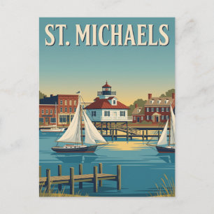 Carte Postale Affiche rétro de la baie de Chesapeake St. Michael