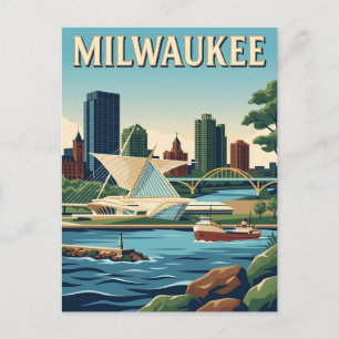 Carte Postale Affiche Rétro de Milwaukee Wisconsin au Bord du La