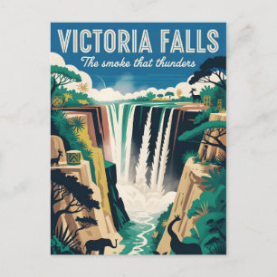 Carte Postale Affiche rétro de voyage Chutes Victoria Zimbabwe