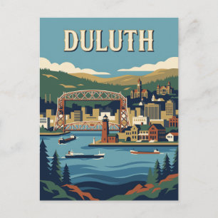 Carte Postale Affiche rétro du port de Duluth Minnesota sur le l
