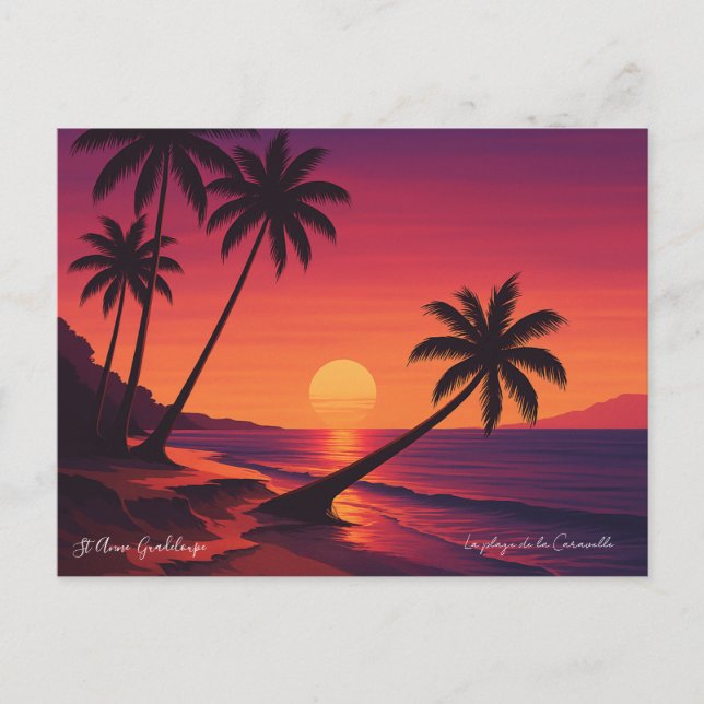 Carte Postale Affiche rétro Plage de La Caravelle Guadeloupe (Devant)