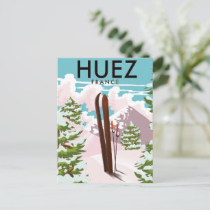 Carte Postale Affiche rétro ski Alpes d'Huez France
