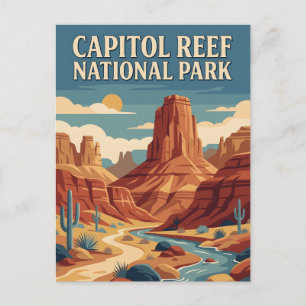 Carte Postale Affiche rétro vintage Capitol Reef Utah Canyons
