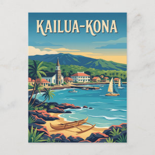 Carte Postale Affiche Rétro Vintage du Port de Kailua-Kona Hawaï