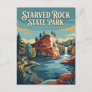 Carte Postale Affiche Rétro Vintage Starved Rock Illinois Canyon