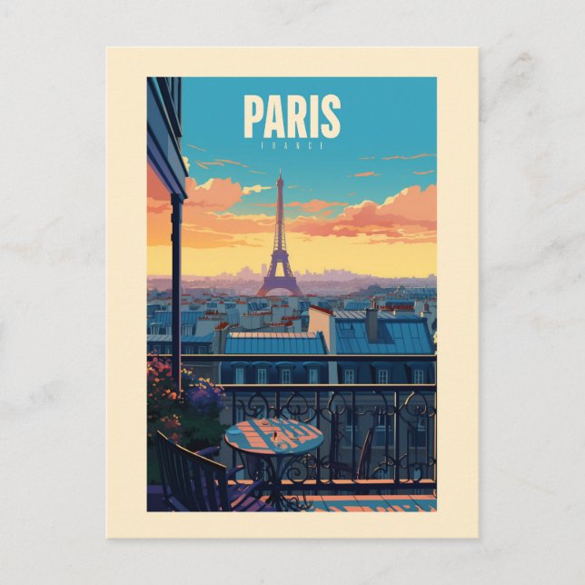 Carte Postale Affiche rétro - voyage - vintage - Paris (Devant)