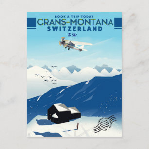Carte Postale affiche ski de crans-montana Suisse