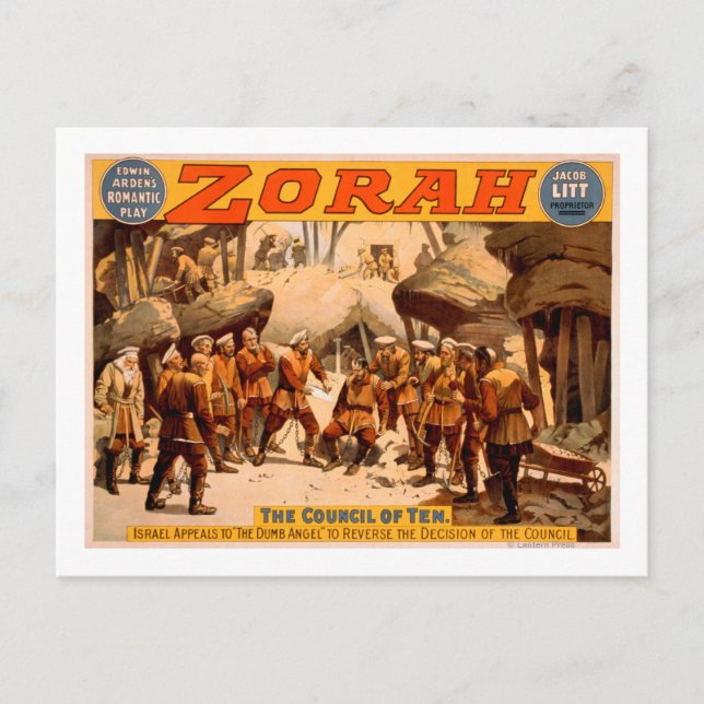 Carte Postale Affiche théâtrale des mineurs russes de Zorah (Devant)