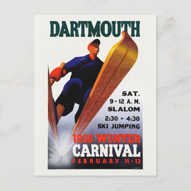 Carte Postale Affiche Vintage Dartmouth Winter Carnival 1938 (Devant)
