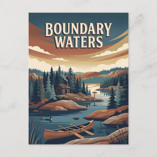 Carte Postale Affiche vintage de canoë des eaux limitrophes du M