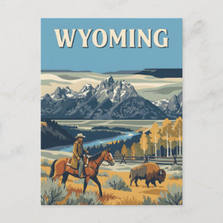 Carte Postale Affiche vintage de cow-boy bison de la montagne du