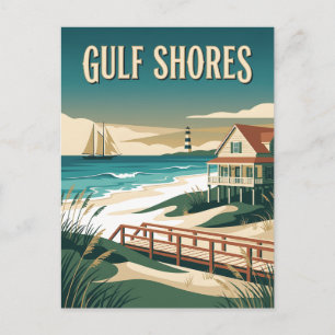 Carte Postale Affiche vintage de la côte de Gulf Shores Alabama