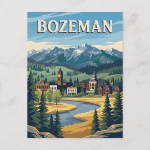 Carte Postale Affiche vintage de la ville de montagne de Bozeman