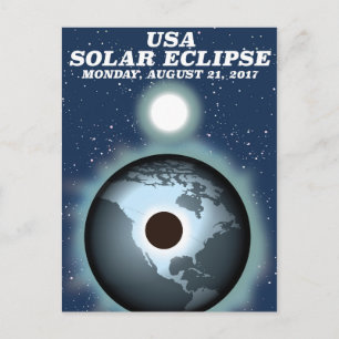 Carte Postale Affiche vintage de l'éclipse solaire USA 2017