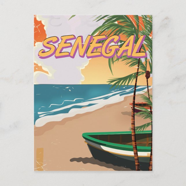 Carte Postale Affiche vintage de plage du Sénégal (Devant)