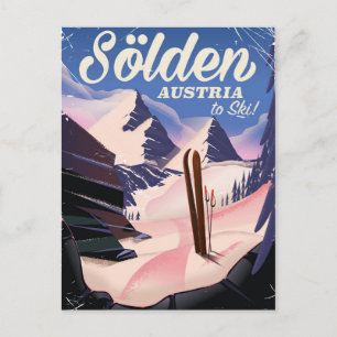 Carte Postale Affiche vintage de ski à Sölden en Autriche