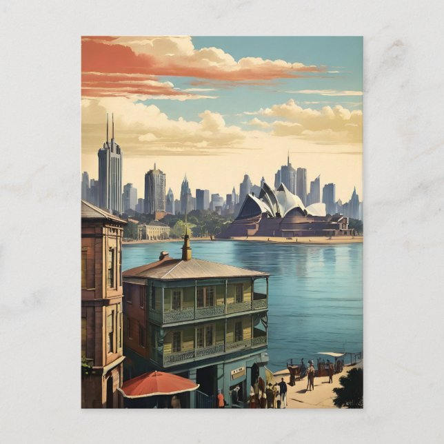 Carte Postale Affiche vintage de Sydney (Devant)