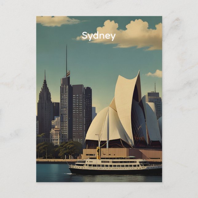 Carte Postale Affiche vintage de Sydney (Devant)