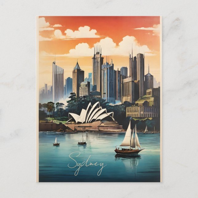 Carte Postale Affiche vintage de Sydney (Devant)
