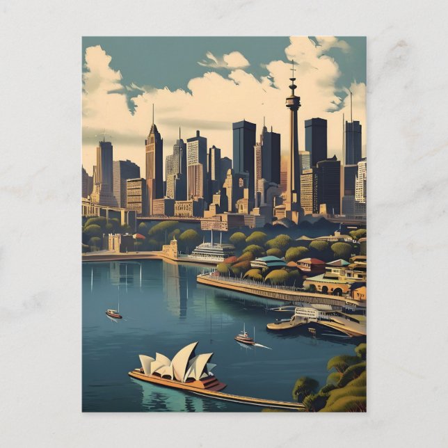 Carte Postale Affiche vintage de Sydney (Devant)