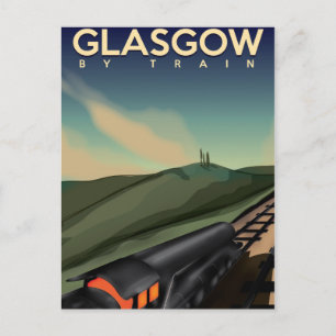 Carte Postale Affiche vintage de train de Glasgow