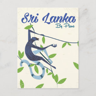 Carte Postale Affiche vintage de vacances de singe du Sri Lanka