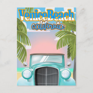 Carte Postale Affiche vintage de Venice Beach Californie.
