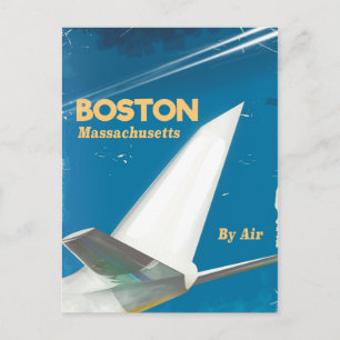 Carte Postale Affiche vintage de vol pour Boston Massachusetts
