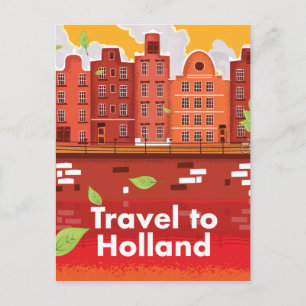 Carte Postale Affiche vintage de voyage en Hollande.
