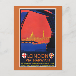 Carte Postale Affiche vintage de voyage Londres via Harwich Angl