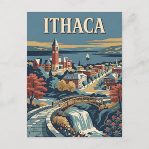 Carte Postale Affiche vintage des Finger Lakes Ithaca New York